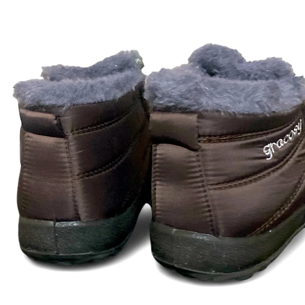 GRACOSY Warm Snow Ankle Boots Women's Size US 6 (China 37) Deep Brown WinterNWOT